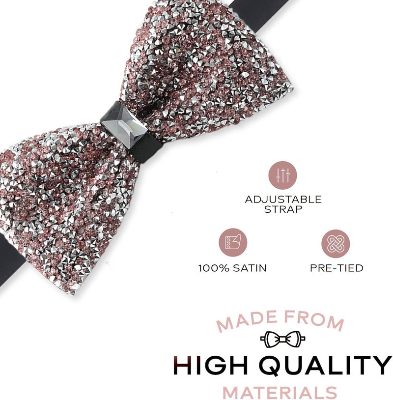 Man of Men Rhinestone Bow Ties for Men - Pre Tied Sequin Bowties Men with Adjustable Length, Jewel Bow Tie - Image 2