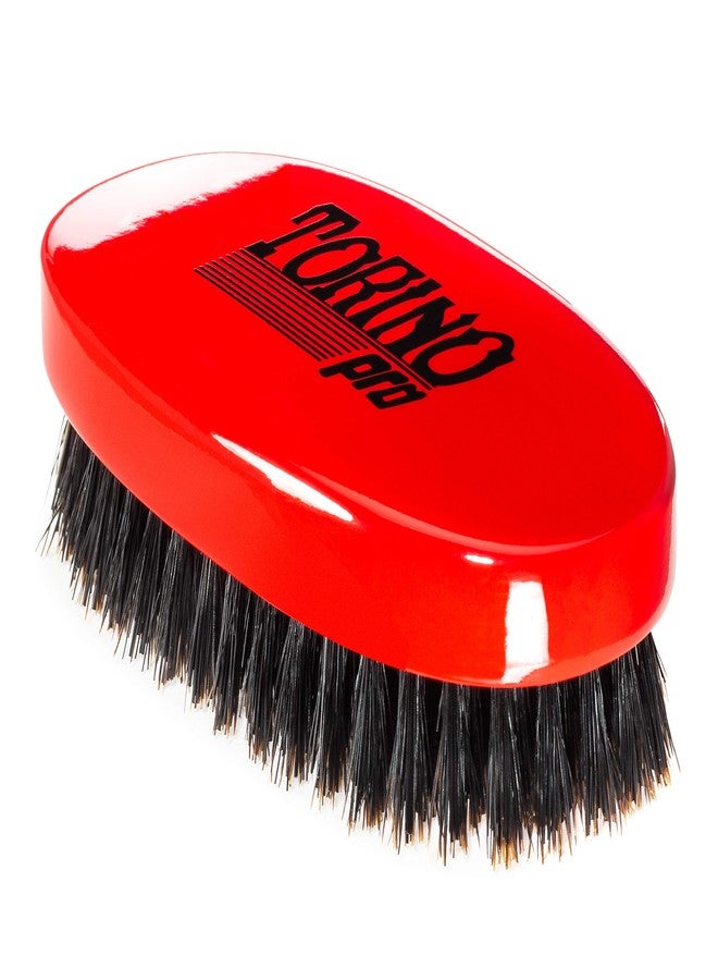 TORINO PRO WAVE BRUSHES BY BRUSH KING Torino Pro Wave Brush - Medium Hard Oval Palm/Military Bristle Brush - 360 Waves - Red - Image 1