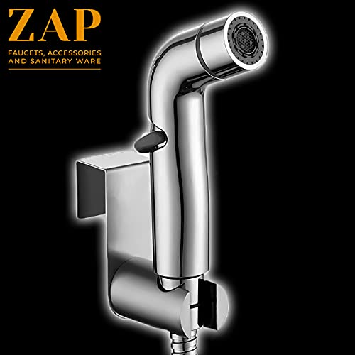 ZAP Handheld Bidet Toilet Sprayer with Hose Pipe and Wall Hook, Stainless Steel Bathroom Personal Hygiene Bidet Sprayer Set with Adjustable Pressure Control, Perfect for Family Use - Image 5