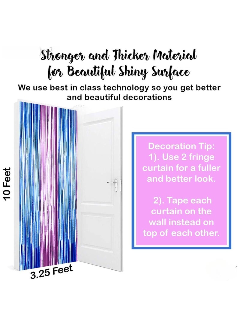 KATCHON Pink and Blue Foil Fringe Curtain Backdrop Pack of 2 - Image 2