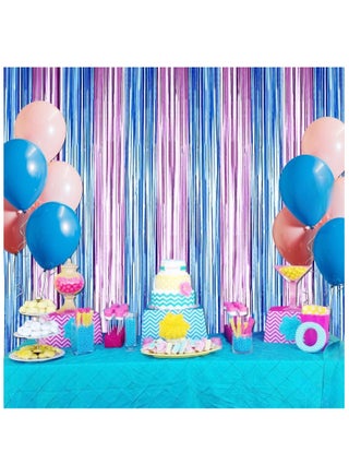 Pink and Blue Foil Fringe Curtain Backdrop Pack of 2 - view 3