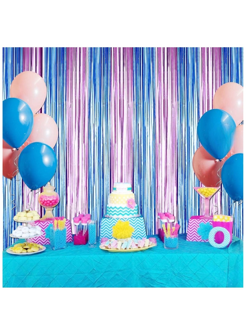 KATCHON Pink and Blue Foil Fringe Curtain Backdrop Pack of 2 - Image 3