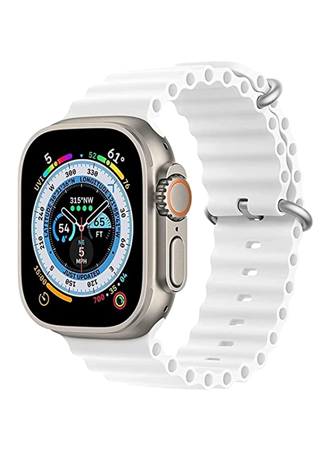 IAF Silicone Hole Wavy Strap for Apple Watch series 8 Ultra 49mm, White