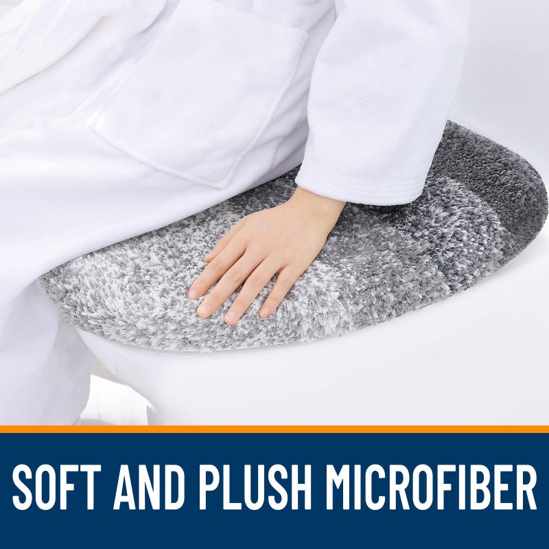 OLANLY Soft Microfiber Bathroom Toilet Lid Cover, Machine Washable Seat Covers, 17.5x15, Stays in Place Rubber Backing, Fits Most Round, Elongated and Oblong Lids, Accessories Decor, Gray - Image 2