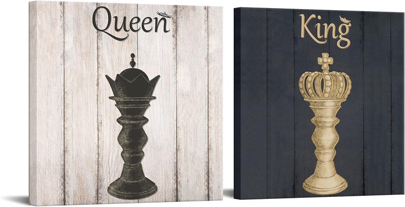 BPA Canvas King and Queen Chess Piece Sign Poster - Image 1