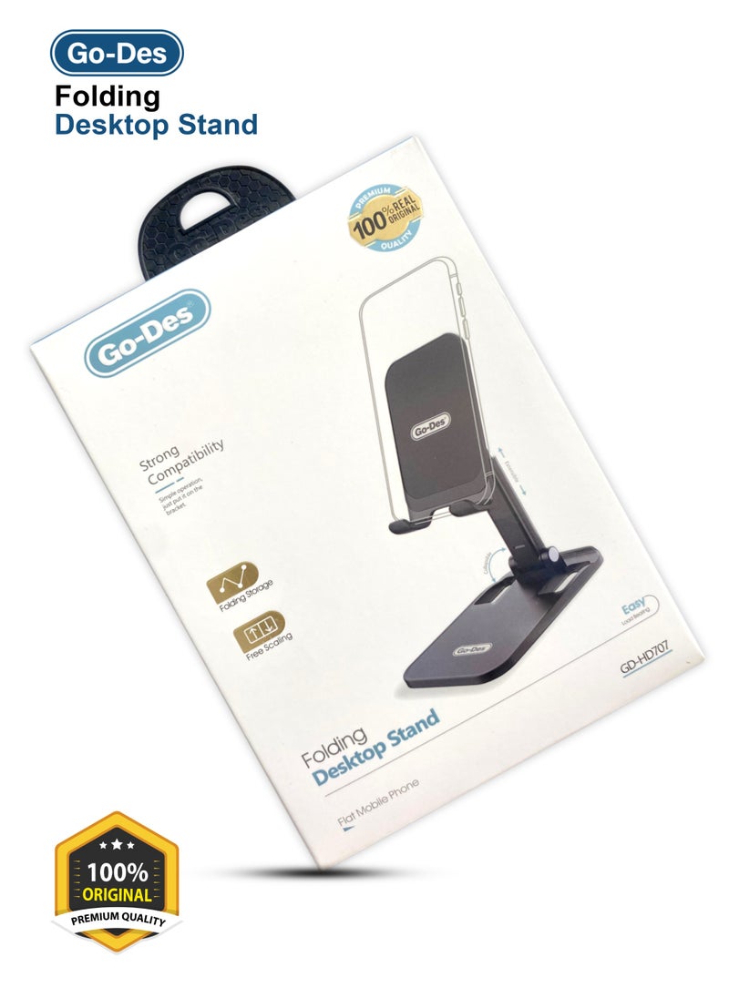 GO-DES - Go-Des Premium Quality Folding GD-HD707 Desktop Lazy Bracket Foldable Desktop Stand  - Black - Image 1