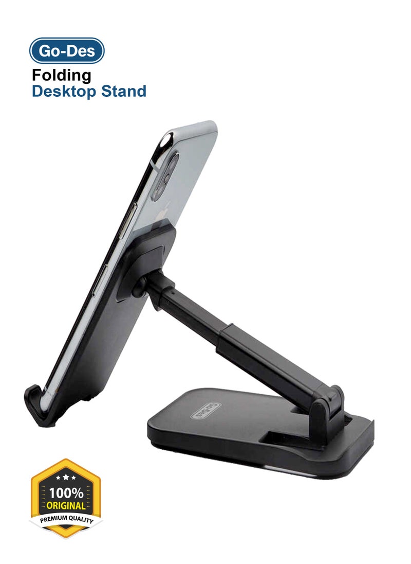 GO-DES - Go-Des Premium Quality Folding GD-HD707 Desktop Lazy Bracket Foldable Desktop Stand  - Black - Image 1
