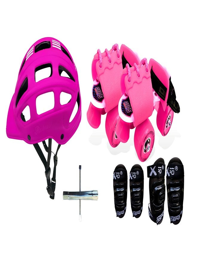 Jaspo Toddlers Baby Kids Junior Intact Adjustable Roller Skates Combo (Suitable for Age Group Up to 5 Years) (Derby Dolls Intact) (Pink) - Image 1
