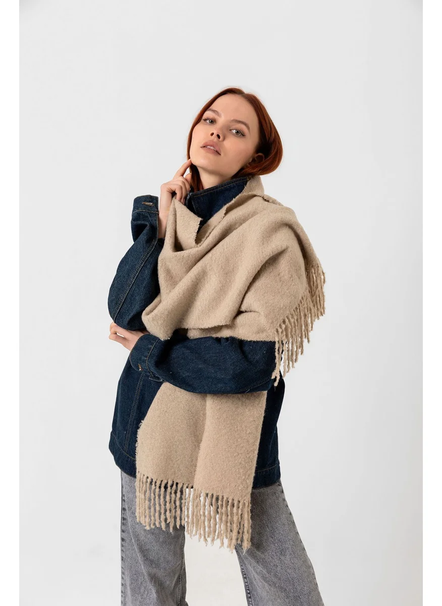REMSA Tassel Boucle Scarf Shawl 40X210 cm 1257 Mink