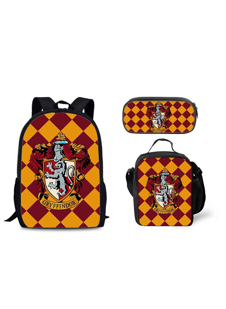 SKT Shiketro Harry Potter Magic Academy Printed Schoolbag Student Schoolbag Cartoon Backpack Backpack 29*16*42CM + Shoulder Bag 19*6*23CM + Pen Bag 24*7*11CM Three-piece Set  - Image 1