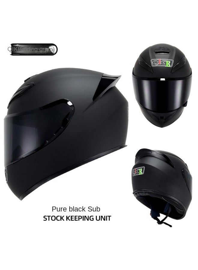 Matte Pure Black Riding Motorcycle Helmet For Both Men And Women