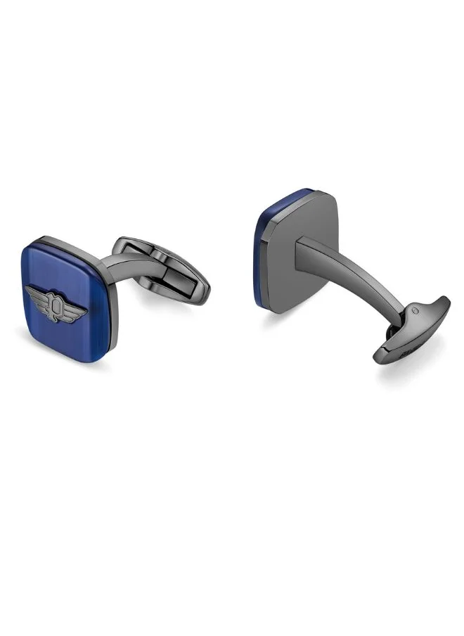 بوليس Square Grey and Blue Inlay with P Logo Cufflinks For Men
