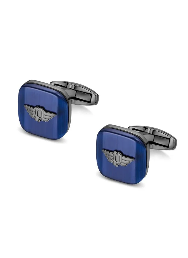 بوليس Square Grey and Blue Inlay with P Logo Cufflinks For Men