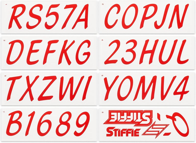 Stiffie ملصقات تعريفية صلبة من Whipline باللون الأحمر/الأبيض مقاس 3 بوصات، أرقام تعريف أبجدية رقمية للقوارب والمركبات المائية الشخصية مقاوم للبقع والتلطيخ - Image 3