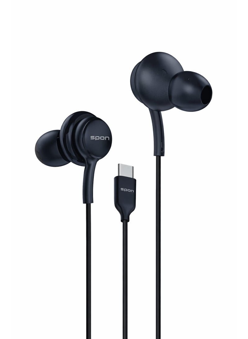SPON Wired earphone, Type-C, anti-cut fabric