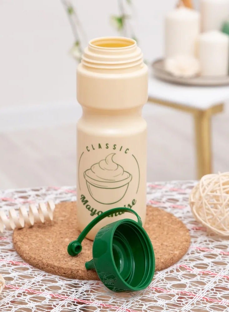 HEREVIN Herevin 660ml Classic Mayonnaise Dispenser Bottle - Beige Decorated BPA-Free PP & PE Squeeze Bottle for Mayo, Sauces, and Condiments - Image 1