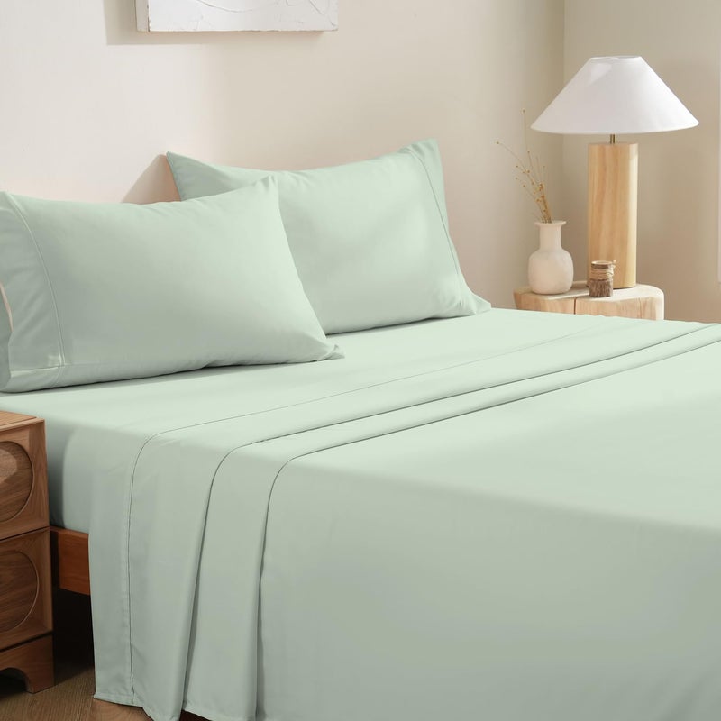 M&Co MCO Bedding Twin Bed Sheets Set - Soft Bed Sheets - Cooling Breathable Bedding Set with 16" Deep Pocket (3 Pieces, Twin, Sage Green) - Image 1