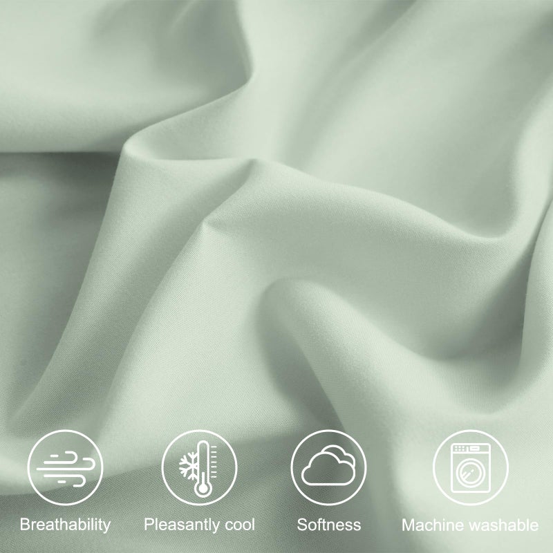 M&Co MCO Bedding Twin Bed Sheets Set - Soft Bed Sheets - Cooling Breathable Bedding Set with 16" Deep Pocket (3 Pieces, Twin, Sage Green) - Image 4