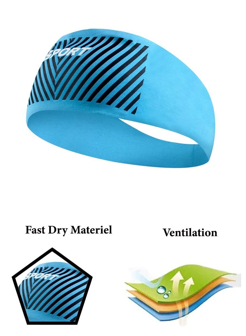 SPORT Sport and Yoga Headband For Men and Women, Absorb Sweat  Workout for Running, Jogging, Basketball, Football, Dancing, Cycling, Yoga, Hiking, Camping. Blue Color Super Light Headband Fits All - Image 1