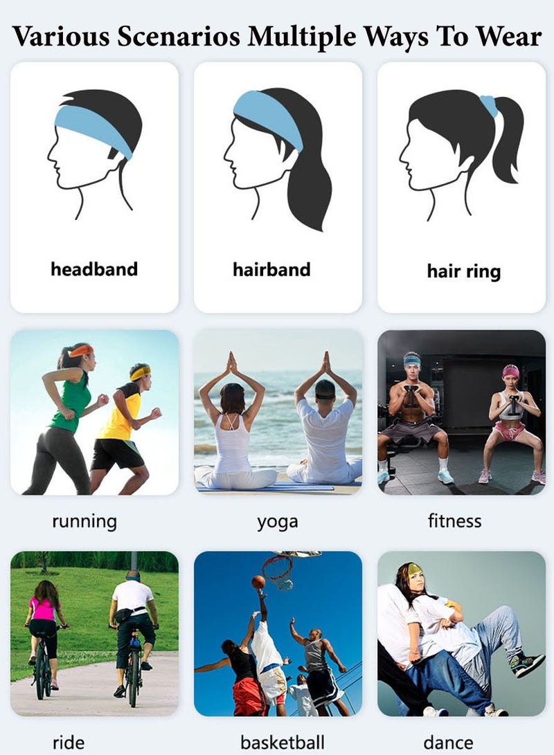 SPORT Sport and Yoga Headband For Men and Women, Absorb Sweat  Workout for Running, Jogging, Basketball, Football, Dancing, Cycling, Yoga, Hiking, Camping. Blue Color Super Light Headband Fits All - Image 5