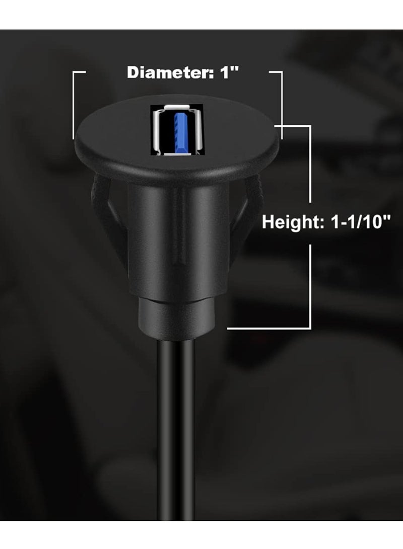 KASTWAVE Single Port USB 3.0 Male to Female AUX Car Flush Panel Mount Extension Cable for Car Truck Boat Motorcycle Dashboard 3ft - Image 2