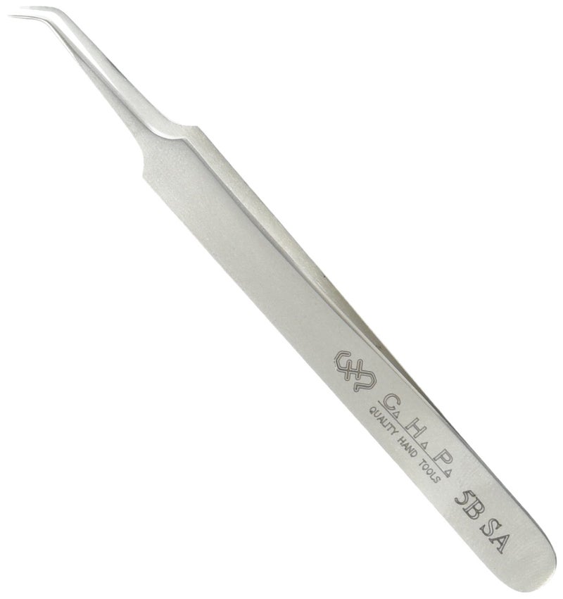 Hakko CHP 5BSA Stainless Steel NonMagnetic Precision Tweezers with VeryFine Point ThinTapered Bent Sharp Tips 414 Length