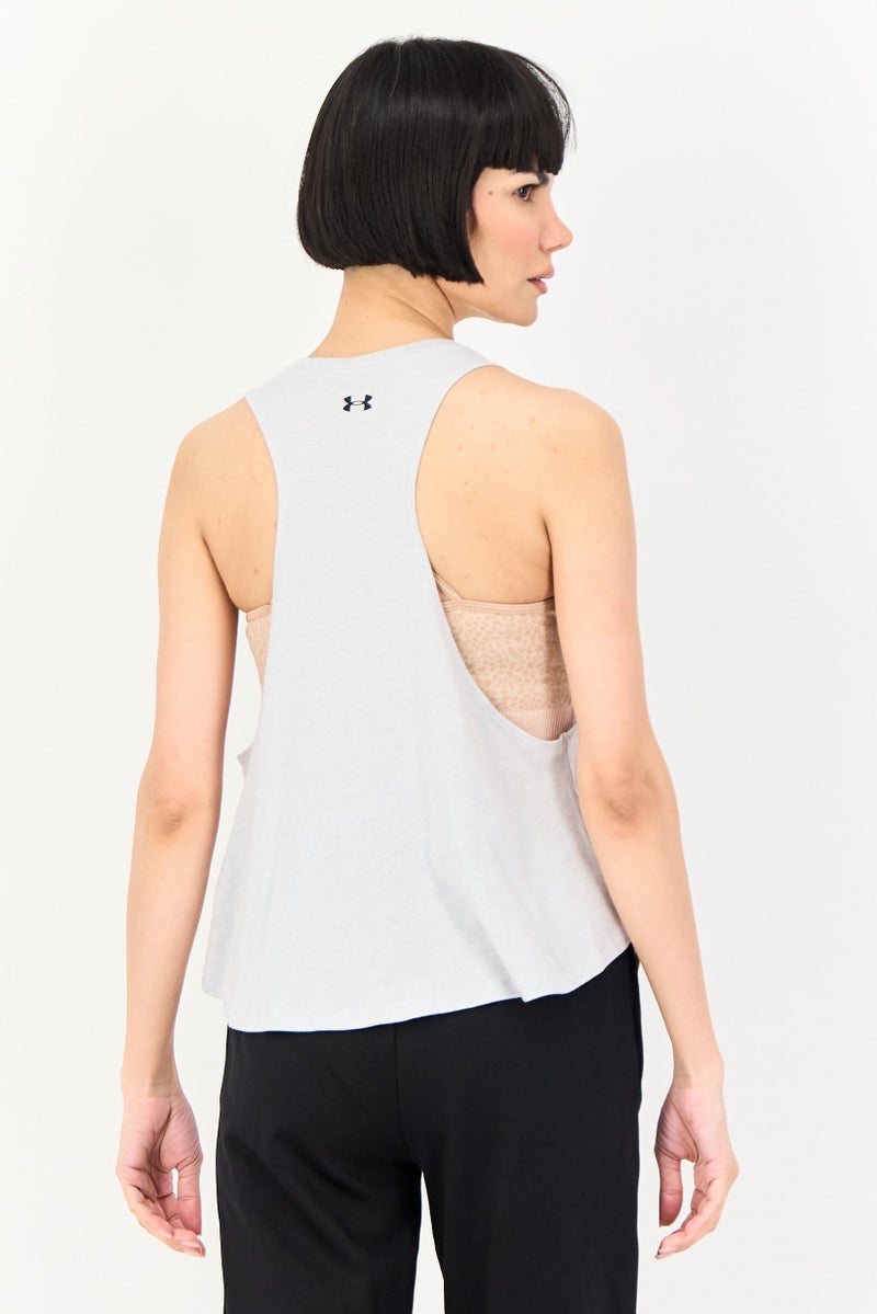UNDER ARMOUR Women Loose Fit Sleeveless Project Rock Bull Training Tank Top, Grey - Image 3