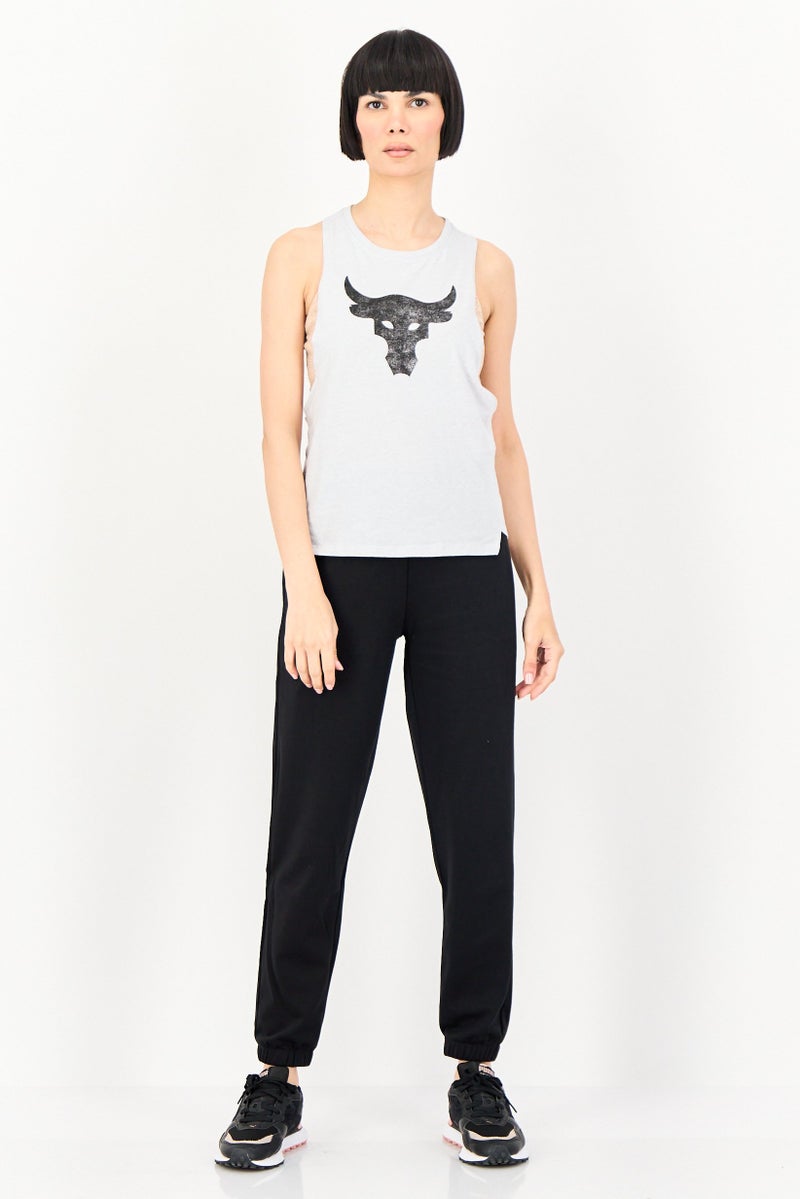 UNDER ARMOUR Women Loose Fit Sleeveless Project Rock Bull Training Tank Top, Grey - Image 4