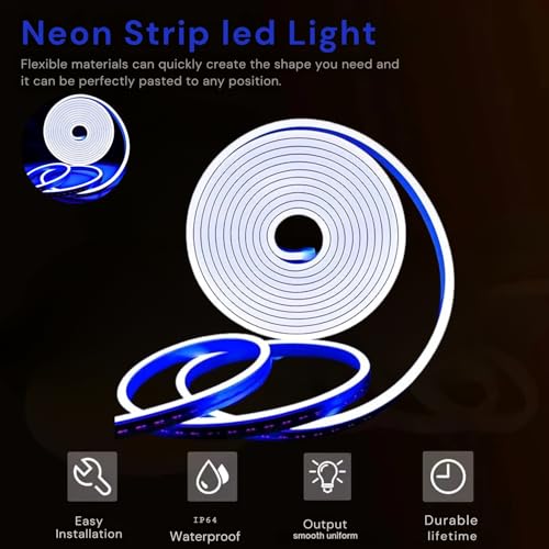 One94Store 4 Meter LED Neon Strip Light – Blue | Plug-in Powered Flexible Waterproof Rope Light DC 5V | Ambient LED Lighting for Home, Bedroom, DIY Decor, Party & Gaming Room - Image 5