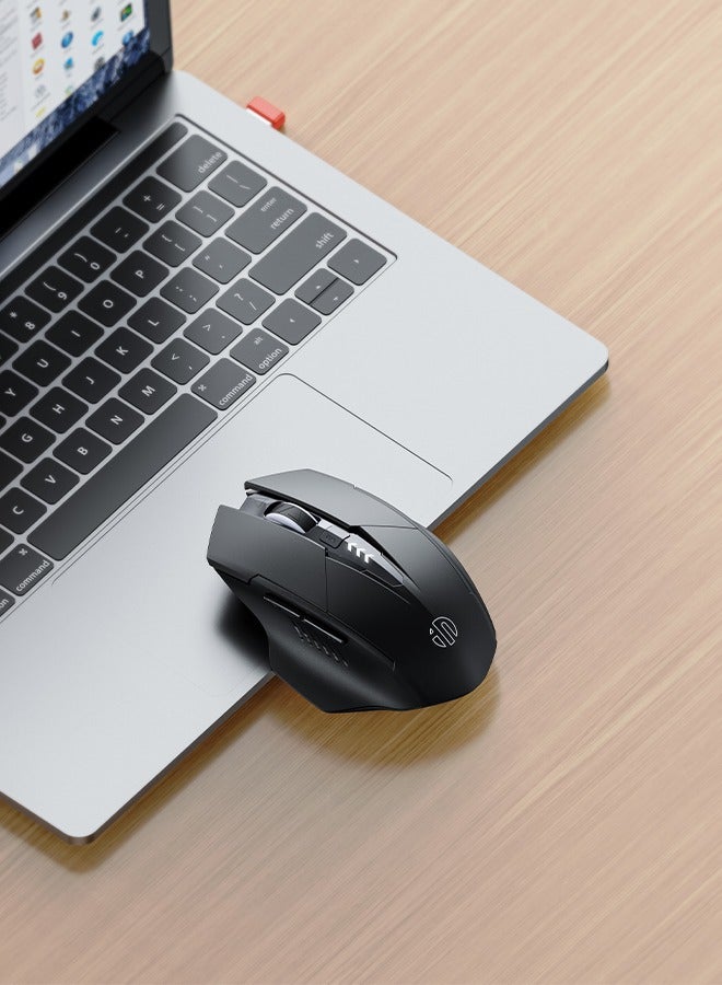 Inphic F1 II Wireless Mouse, TYPE-C Rechargeable Wireless Mouse, Silent Office And Game Mouse, 3-Speed DPI Adjustment, Ergonomic Optical Portable Mouse For Laptops Android Windows Mac OS, Black - Image 4