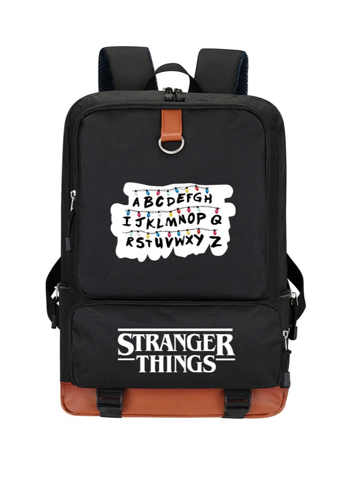 سترانجر ثينكينج حقيبة ظهر مطبوعة Stranger Things كبيرة السعة حقيبة مدرسية خفيفة الوزن للمراهقين والطلاب والمعجبين - Image 1