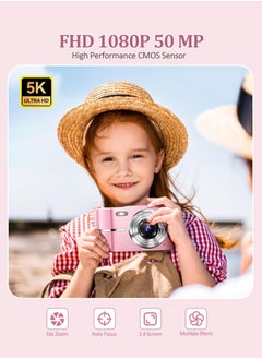 Jourvent 5K Digital Camera, 50MP Camera Digital for Photography, Point and Shoot Camara Vlogging Camera with 64GB SD Card, 16X Digital Cameras for YouTube with 2.4" 180° Flip Screen, Wide Angle & Macro Lens, Anti-Shake Compact Travel Camera for Beginner Gift  - Image 5
