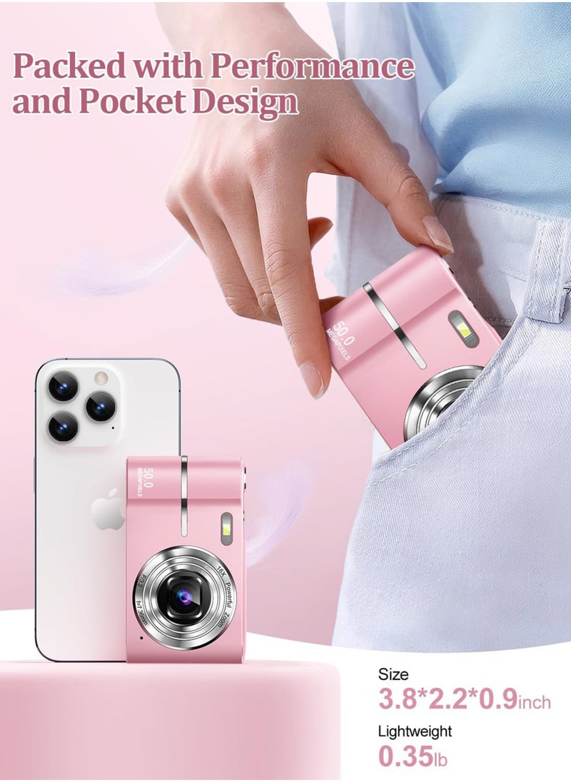 Jourvent - 5K Digital Camera, 50MP Camera Digital for Photography, Point and Shoot Camara Vlogging Camera with 64GB SD Card, 16X Digital Cameras for YouTube with 2.4" 180° Flip Screen, Wide Angle & Macro Lens, Anti-Shake Compact Travel Camera for Beginner Gift - Image 1