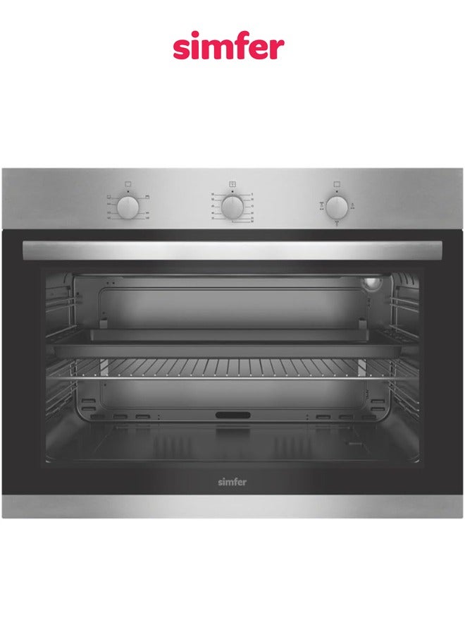 سيمفير فرن كهربائي مدمج 90 سم، 10 وظائف، سعة 142 لترًا، مروحتان، فضي | B9109MERM - Image 1