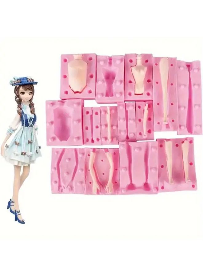 Pink 7pcs Soft Doll Body Molds For Epoxy Resin And Clay Crafts - Image 4