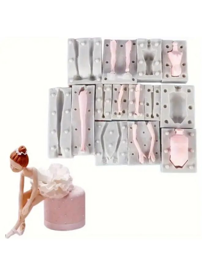 Pink 7pcs Soft Doll Body Molds For Epoxy Resin And Clay Crafts - Image 2