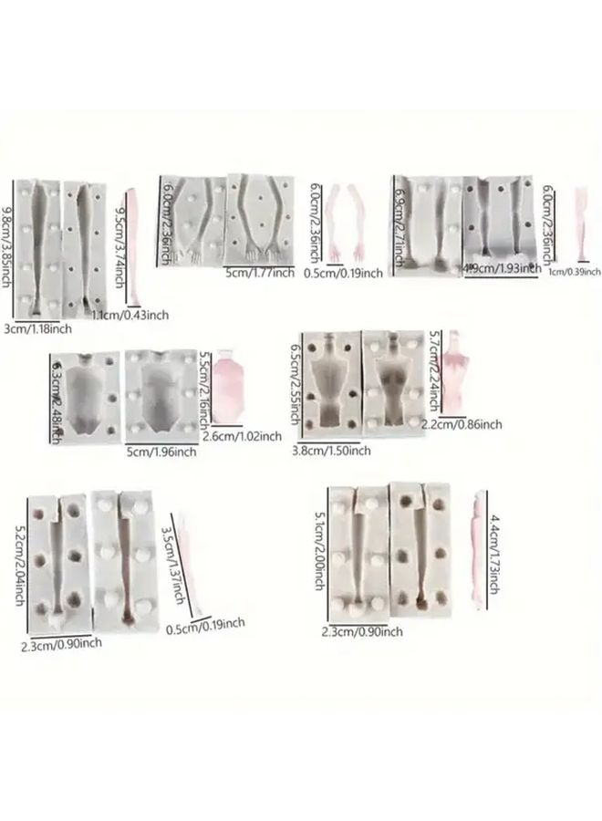Pink 7pcs Soft Doll Body Molds For Epoxy Resin And Clay Crafts - Image 3
