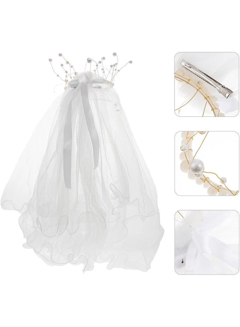 Girl Veil with Pearl Crown and Lights for Party Favors Toy Costume Accessories Cosplay Accessories for Grils  - Image 5
