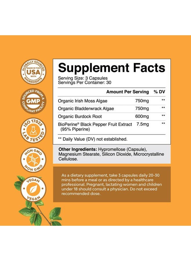 Natures Craft - Organic Irish Sea Moss Capsules - Organic Sea Moss Pills with 2100mg Serving Superfood Complex with Bladderwrack Burdock Root and BioPerine for Immune Skin & Thyroid Support - Vegan Non-GMO (1 Month) - Image 1