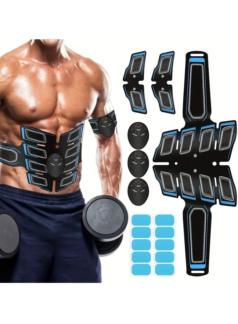 Gonice Muscle Toner ABS Stimulator Training Workout Belt Body Abdominal Toning Gear Waist Trimmer Ab Workouts Intelligent Wireless Fitness Apparatus For Men Women Abdomen/Arm/Leg Home Office Exercise Blue - Image 1