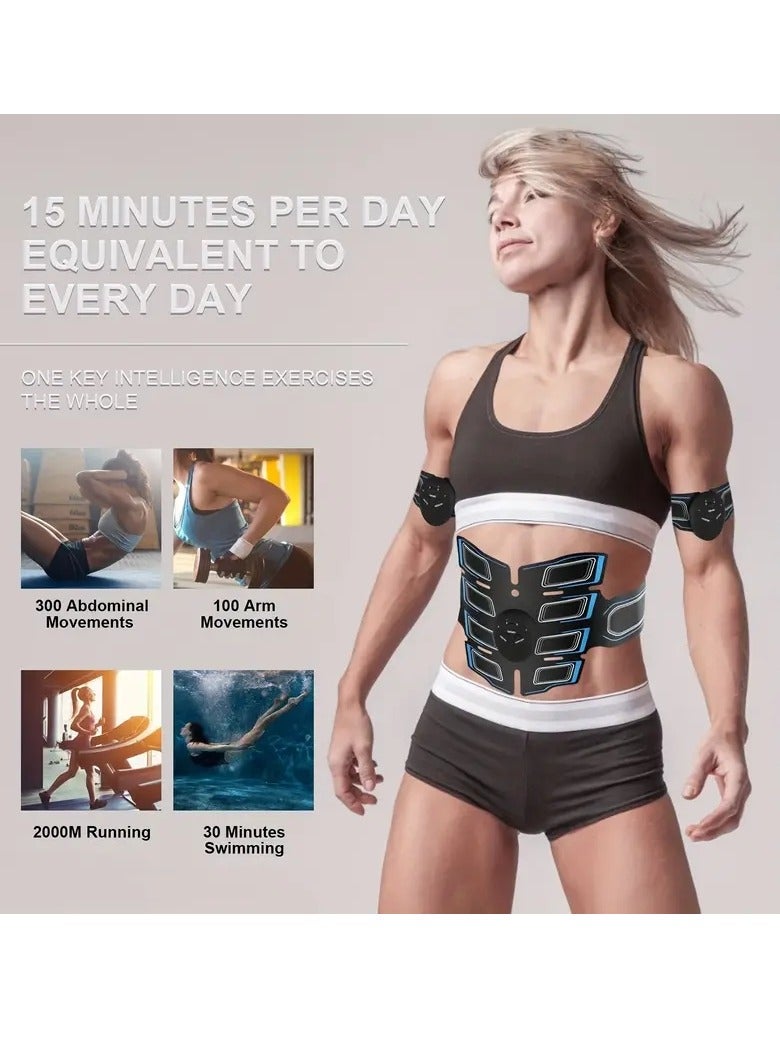 Gonice Muscle Toner ABS Stimulator Training Workout Belt Body Abdominal Toning Gear Waist Trimmer Ab Workouts Intelligent Wireless Fitness Apparatus For Men Women Abdomen/Arm/Leg Home Office Exercise Blue - Image 5