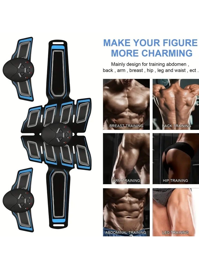 Gonice Muscle Toner ABS Stimulator Training Workout Belt Body Abdominal Toning Gear Waist Trimmer Ab Workouts Intelligent Wireless Fitness Apparatus For Men Women Abdomen/Arm/Leg Home Office Exercise Blue - Image 2