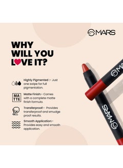 Mars MARS Long Lasting Crayon Lipstick up to 12 Hours Stay | Matte Finish | Waterproof | Won't Smudge Won't Budge Lip Crayon (3.5 gm) (10-Girl Power)  - Image 4