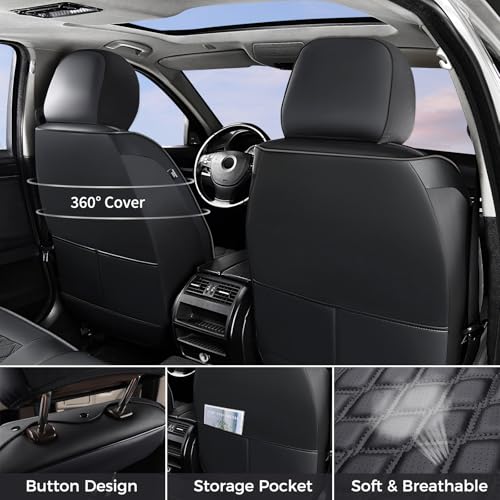 Huidasource Wrangler JK Seat Covers 2PCS Front Pair Faux Leather Wrangler JK Front Seat Covers 20072017 Seat Coushion Covers for Jeep Wrangler 2 Door4 Door Sahara Sport RubiconFront PairBlack - Image 3