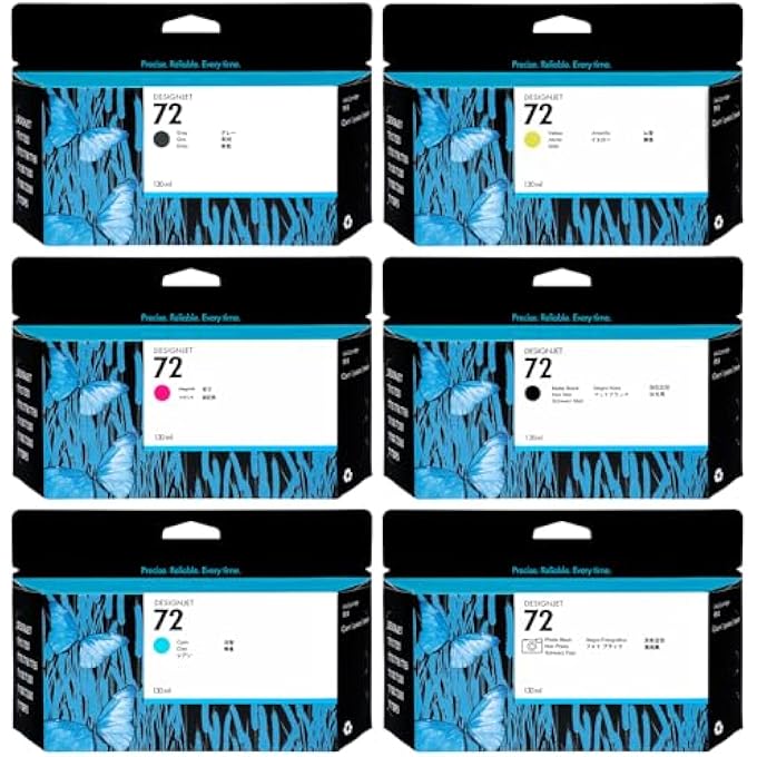 72 INK CARTRIDGES REPLACEMENT FOR HP 72 INK CARTRIDGES, COMPATIBLE WITH HP DESIGNJET T610 T620 T770 T790 T795 T1100 T1120 T1200 T1300 T2300 PRINTERS, 6-PACK, 130-ML, 780 ML TOTAL - Image 2