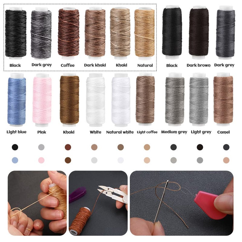 BUTUZE Upholstery Repair Kit, Leather Sewing Kit, Sewing Thread, Waxed Thread, Heavy Duty Hand Sewing Needles, Sewing Awl, Heavy Duty Sewing Kit for Car Carpet Sofa Shoe - Image 4