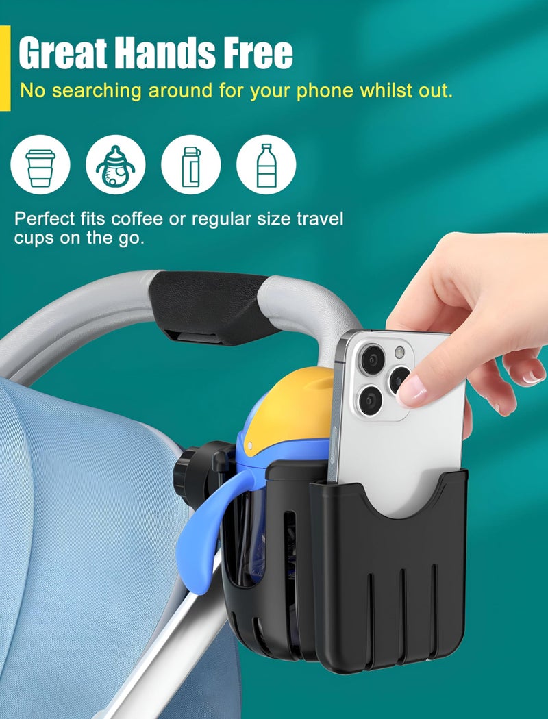Universal Drink and Phone Holder - Innovative, Easy-to-Install Accessory for Strollers, Wheelchairs, and Trolleys, Ensures Drinks and Devices are Safe and Close at Hand (1PCS) - Image 2