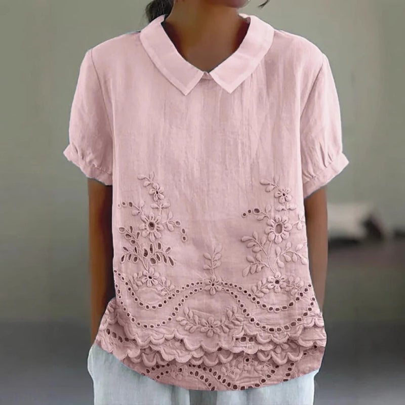 2025 Product Women'S Lapel Loose Casual Short-Sleeved 3D Printed Pullover T-Shirt - Image 4