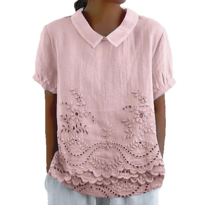 2025 Product Women'S Lapel Loose Casual Short-Sleeved 3D Printed Pullover T-Shirt - Image 3