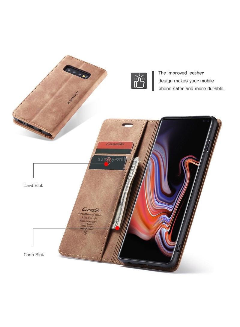 كيس مي جراب جلدي لموبايل سامسونج اس 10 فايف جي من كيس مى جراب حماية قابل للطي مع مسند مغناطيسي وفتحات للبطاقات - بني - Image 4